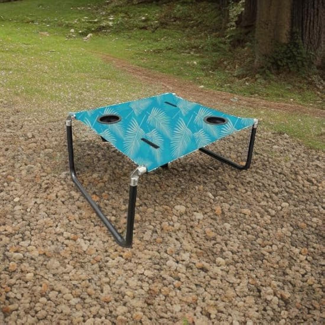 Neso Portable Beach Table | Lightweight Canvas Picnic Table - Aqua Fronds