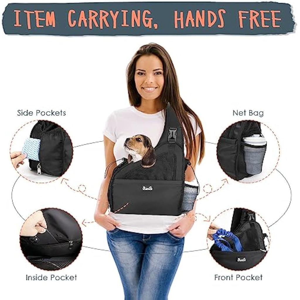 Eyein Pet Sling Carrier – Small Dog & Cat Travel Bag with Hard Bottom