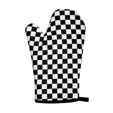 Orsina Check Mate Single Oven Glove – Black and White Cotton Mitt