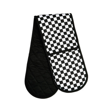 Orsina Check Mate Double Oven Glove – Black and White Cotton Kitchen Mitt
