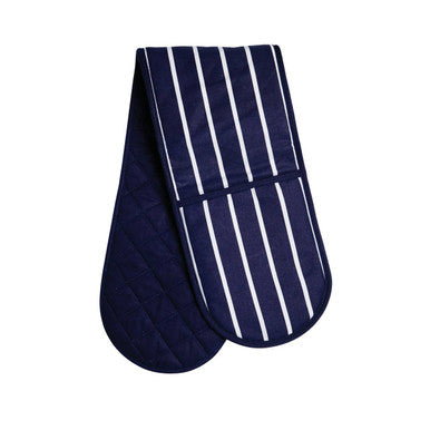 Orsina Navy Butcher Stripe Double Oven Glove | Quilted Cotton Mitt