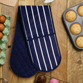 Orsina Navy Butcher Stripe Double Oven Glove | Quilted Cotton Mitt