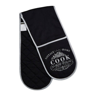 Orsina Vintage Home Double Oven Glove – Black Cotton Kitchen Mitts
