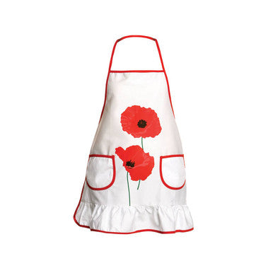 Orsina Poppy Red Kitchen Apron with Two Front Pockets for Cooking