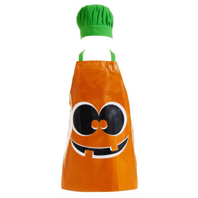Orsina Kids Pumpkin Halloween Chef Set | Cotton & PVC Apron with Hat