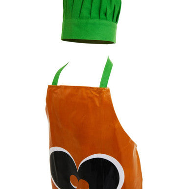 Orsina Kids Pumpkin Halloween Chef Set | Cotton & PVC Apron with Hat