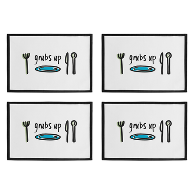 Orsina Cotton Placemats – Set of 4 Grubs Up Doodle Art Table Linens