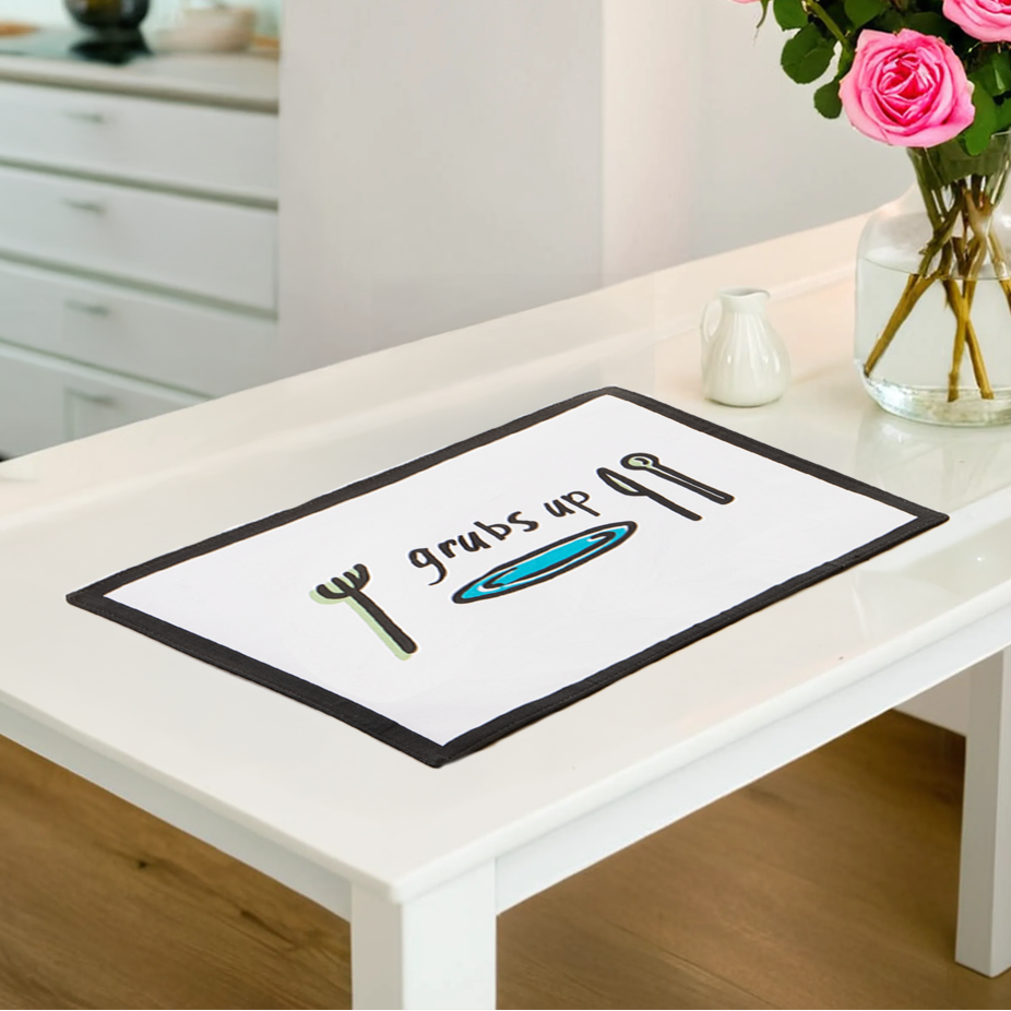 Orsina Cotton Placemats – Set of 4 Grubs Up Doodle Art Table Linens