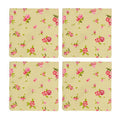 Orsina Rose Cottage Cotton Coasters – Set of 4 Floral Table Protectors