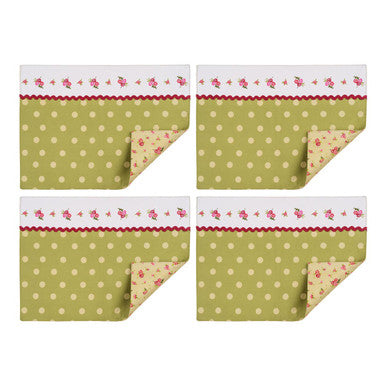 Orsina Rose Cottage Floral Placemats | Reversible Set of 4 Table Mats