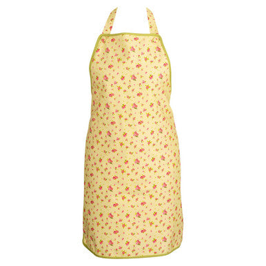 Orsina Rose Cottage Floral Kitchen Apron – Adjustable Mustard Reverse