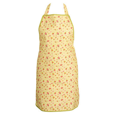 Orsina Rose Cottage Floral Kitchen Apron – Adjustable Mustard Reverse