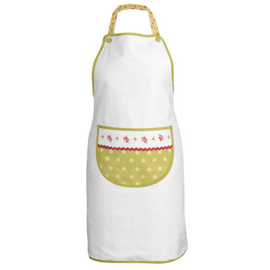 Orsina Rose Cottage Floral Kitchen Apron – Adjustable Mustard Reverse