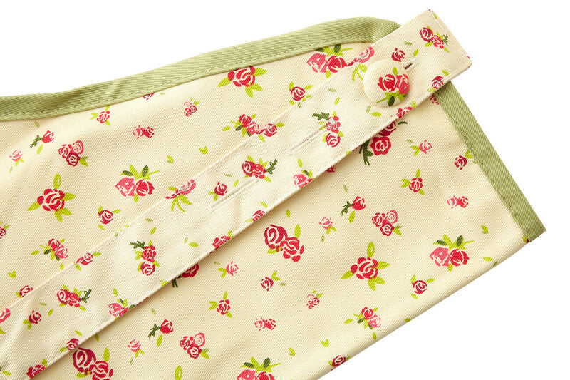 Orsina Rose Cottage Floral Kitchen Apron – Adjustable Mustard Reverse