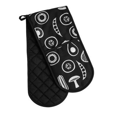 Orsina Besa Black Double Oven Glove | 100% Cotton Heat Resistant Mitts