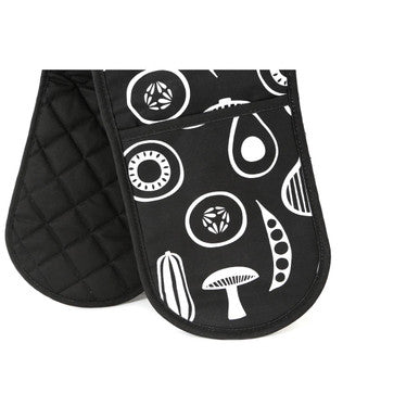 Orsina Besa Black Double Oven Glove | 100% Cotton Heat Resistant Mitts