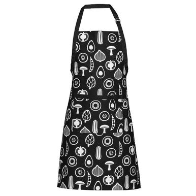 Orsina Besa Black Kitchen Apron – 100% Cotton with Vegetable Design