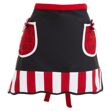 Orsina Carnival Kitchen Apron – Red and White Striped Cotton with Pockets