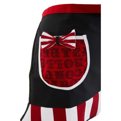 Orsina Carnival Kitchen Apron – Red and White Striped Cotton with Pockets