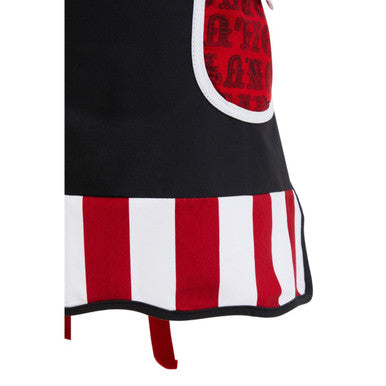 Orsina Carnival Kitchen Apron – Red and White Striped Cotton with Pockets