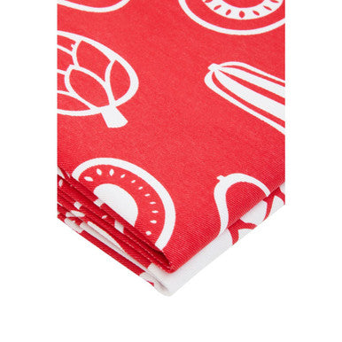 Orsina Besa Red Tea Towels – Set of 3 Absorbent 100% Cotton Kitchen Towels