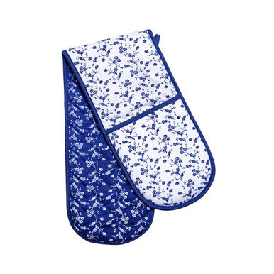 Orsina Blue Rose Double Oven Glove – 100% Cotton Heat Resistant Mitt