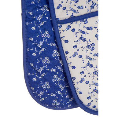 Orsina Blue Rose Double Oven Glove – 100% Cotton Heat Resistant Mitt