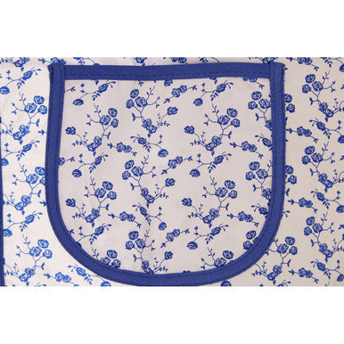 Orsina Blue Rose Floral Cotton Kitchen Apron with Adjustable Strap