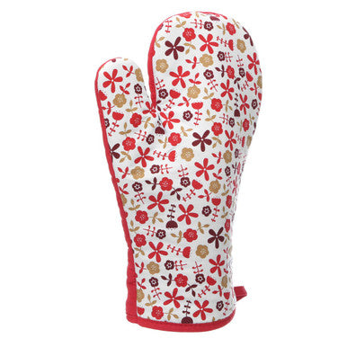 Orsina Red Daisy Single Oven Glove – Quilted Cotton Heat Protection