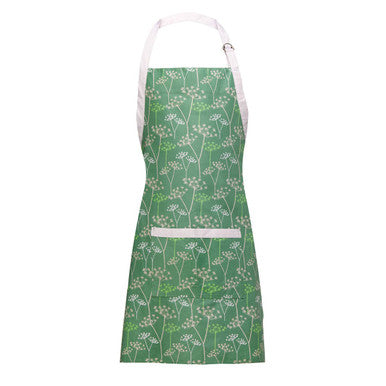 Orsina Cow Parsley Green Kitchen Apron – 100% Cotton Botanical Style