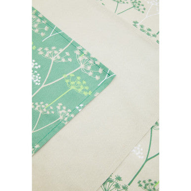 Orsina Cow Parsley Cotton Tea Towels – Set of 3 Green & Natural
