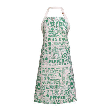 Orsina Porter Green Kitchen Apron – 100% Cotton Vegetable Print