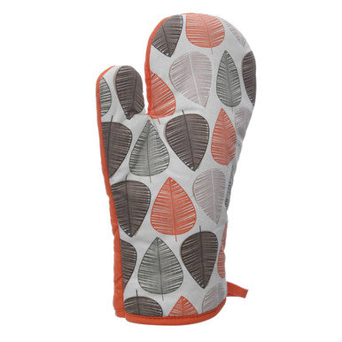 Orsina Orange Leaf Single Oven Glove – 100% Cotton Kitchen Mitt