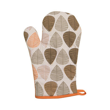 Orsina Orange Leaf Single Oven Glove – 100% Cotton Kitchen Mitt