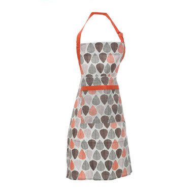 Orsina Orange Leaf Kitchen Apron – Adjustable Botanical Cooking Apron