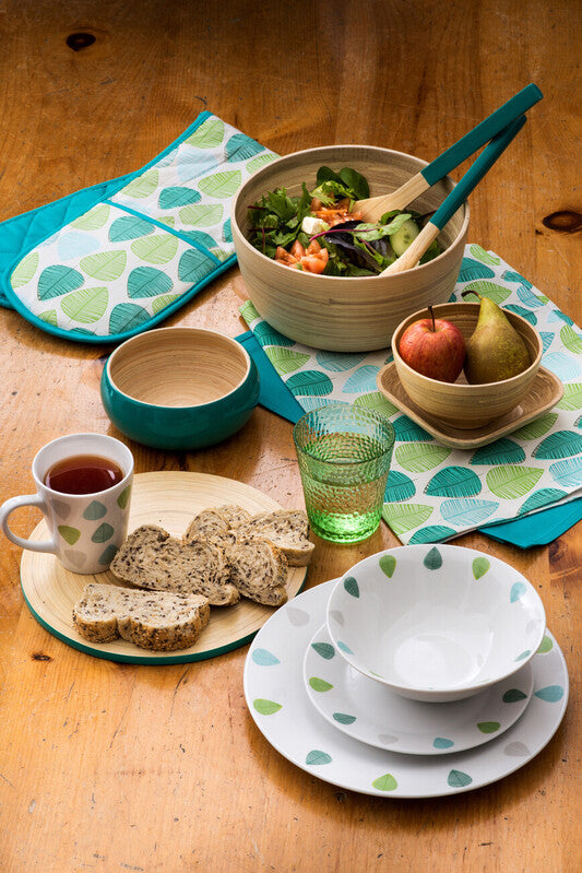 Orsina Green Leaf Tea Towels – Set of 3 Absorbent 100% Cotton Kitchen Linens