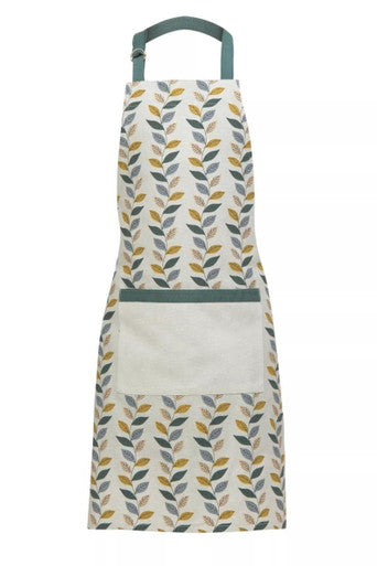 Orsina Fern Cotton Kitchen Apron – Cream with Autumn Floral Pattern