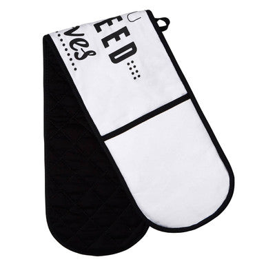 Orsina Double Oven Glove – 100% Cotton Black and White Kitchen Mitt