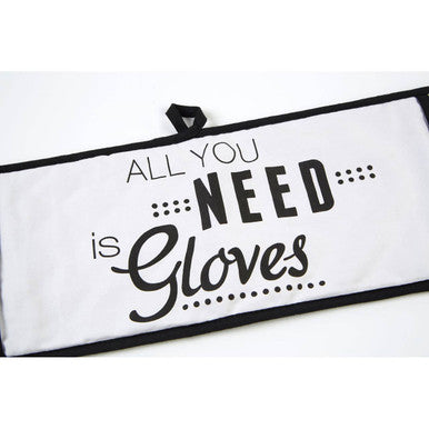 Orsina Double Oven Glove – 100% Cotton Black and White Kitchen Mitt
