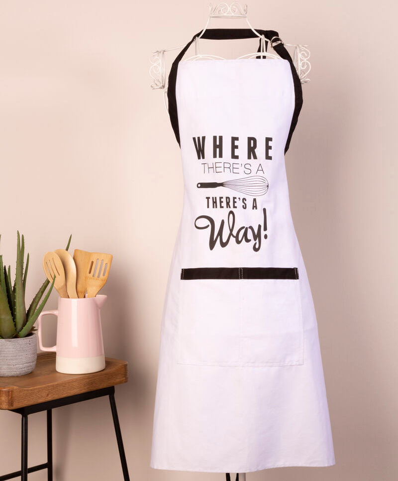 Orsina Cotton Kitchen Apron – Funny Whisk Slogan & Double Pocket