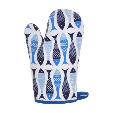 Orsina Pisces Single Oven Glove – Blue Quilted Cotton Kitchen Mitt
