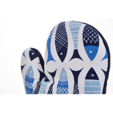 Orsina Pisces Single Oven Glove – Blue Quilted Cotton Kitchen Mitt