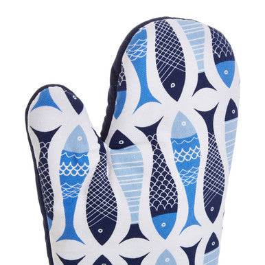 Orsina Pisces Single Oven Glove – Blue Quilted Cotton Kitchen Mitt