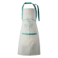 Orsina Country Kitchen Apron – White Cotton with Teal Front Pockets