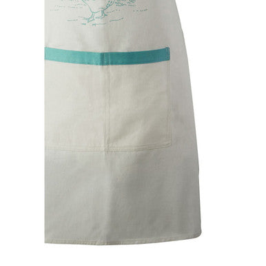 Orsina Country Kitchen Apron – White Cotton with Teal Front Pockets