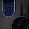 Orsina Double Oven Glove – Retro Blue and White Cube Pattern