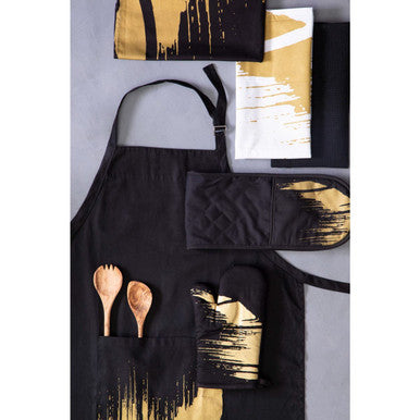 Orsina Modern Retro Cotton Tea Towels – Set of 3 Black & Gold Dish Towels