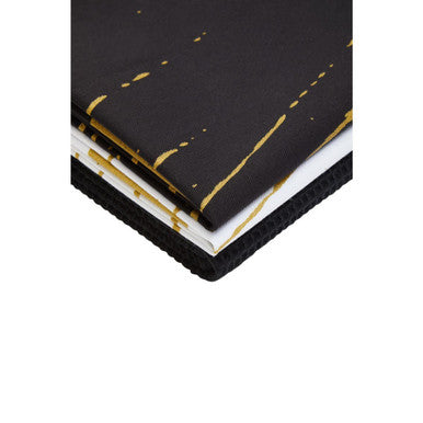 Orsina Modern Retro Cotton Tea Towels – Set of 3 Black & Gold Dish Towels