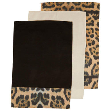 Orsina London Leo Cotton Tea Towels – Set of 3 Leopard Print