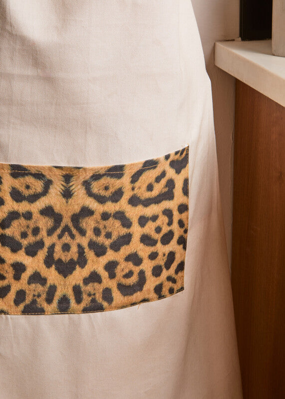 Orsina Leopard Print Cotton Apron – Adjustable Kitchen Chef Apron